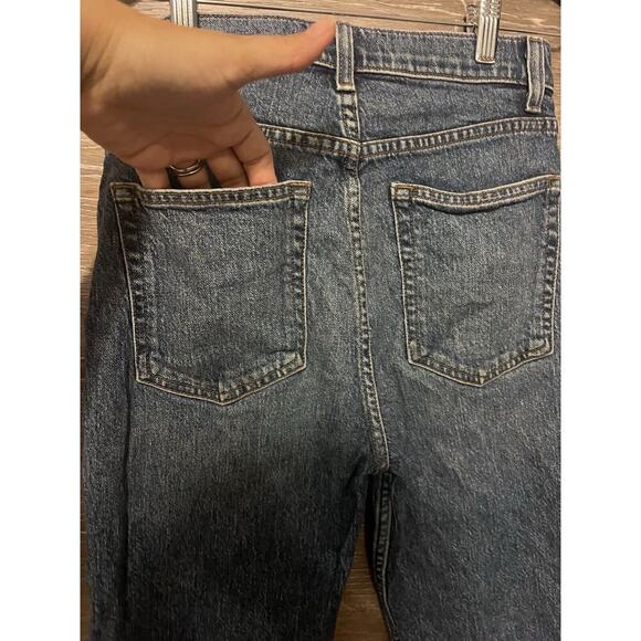 Reformation Jeans Sz 26 High Rise Straight Cropped Leg Women Ankle Fray Laguna - Picture 5 of 9